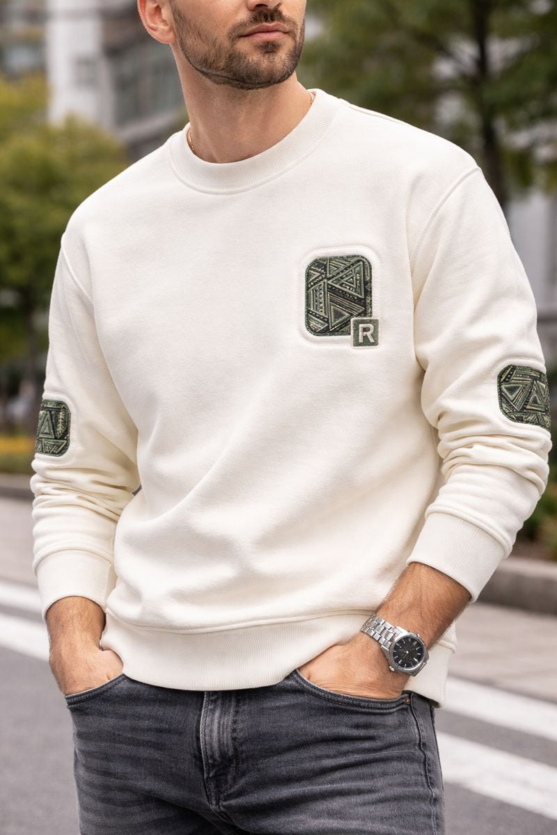 Pullover para hombre con cuello redondo y parches decorativos - Bjornik