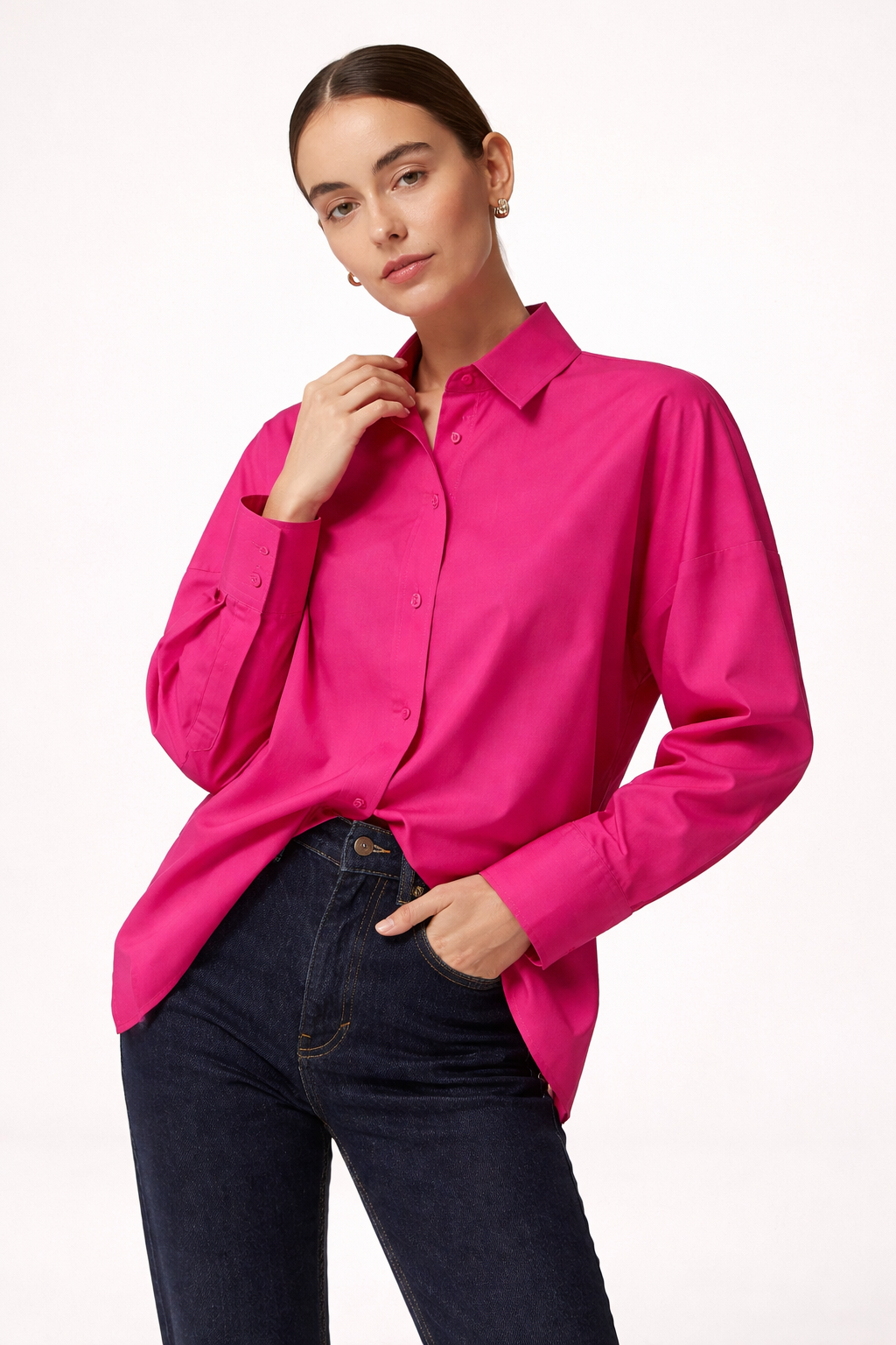 Blusa mujer oversize manga larga y corte recto - Livia