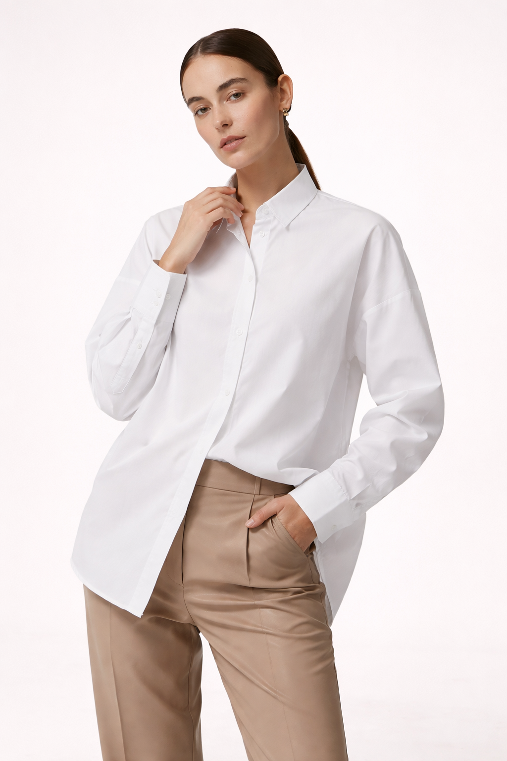 Blusa mujer oversize manga larga y corte recto - Livia