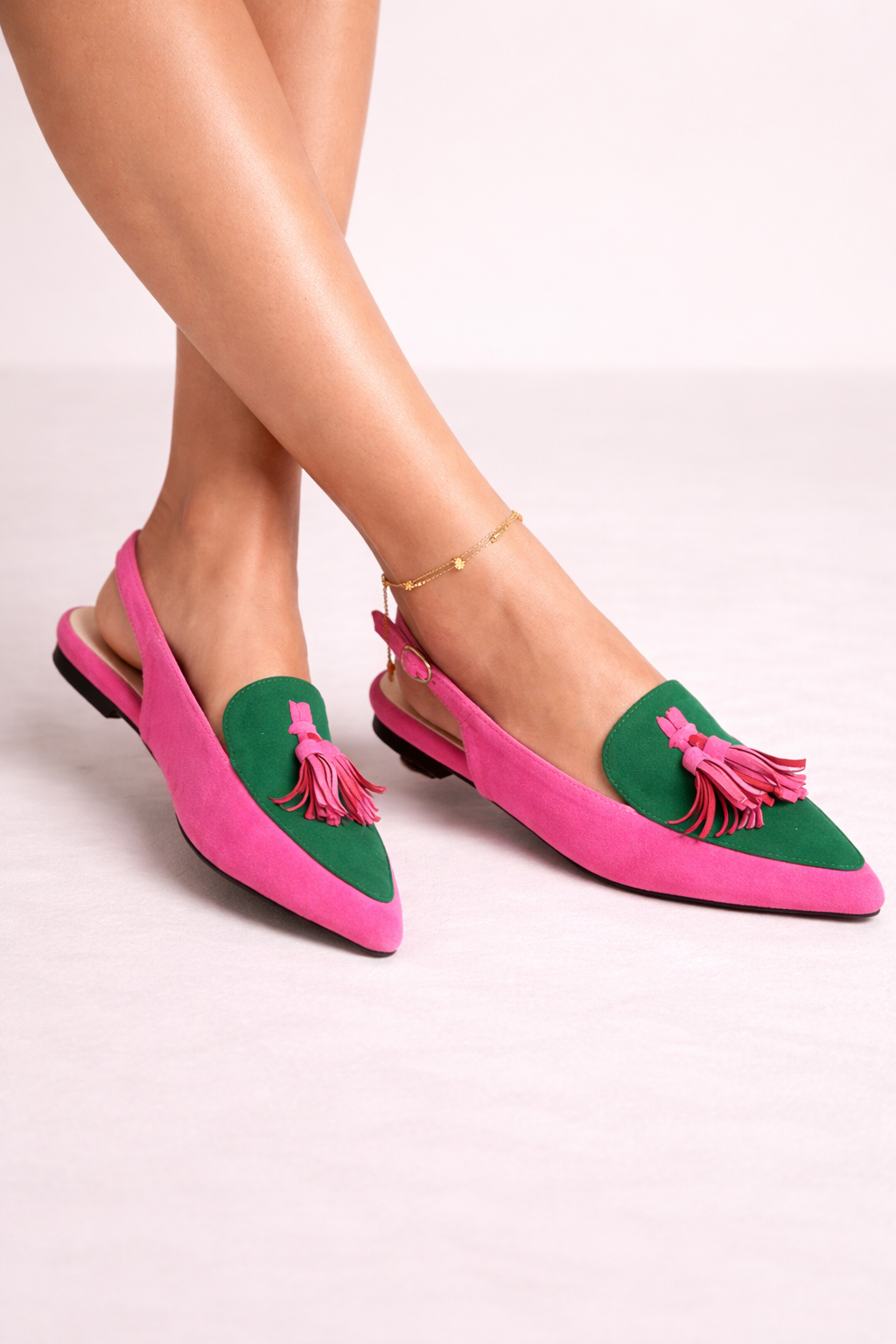 Zapatos planos de mujer con talón abierto y borla decorativa - Amaya