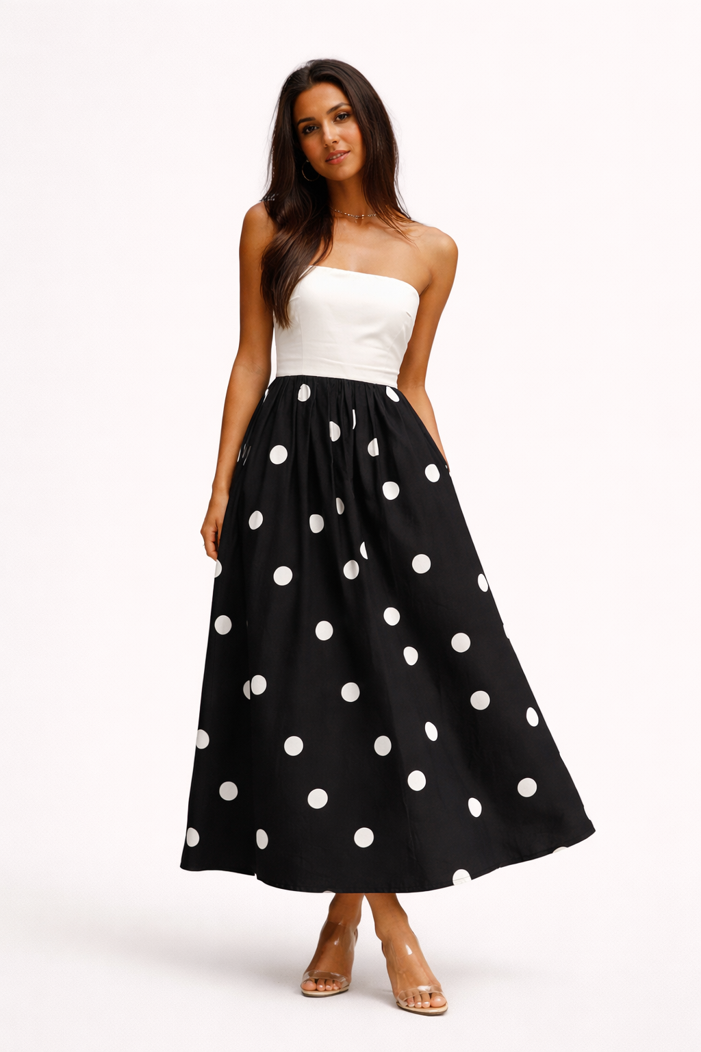 Vestido largo de lunares elegante para mujer - Elske