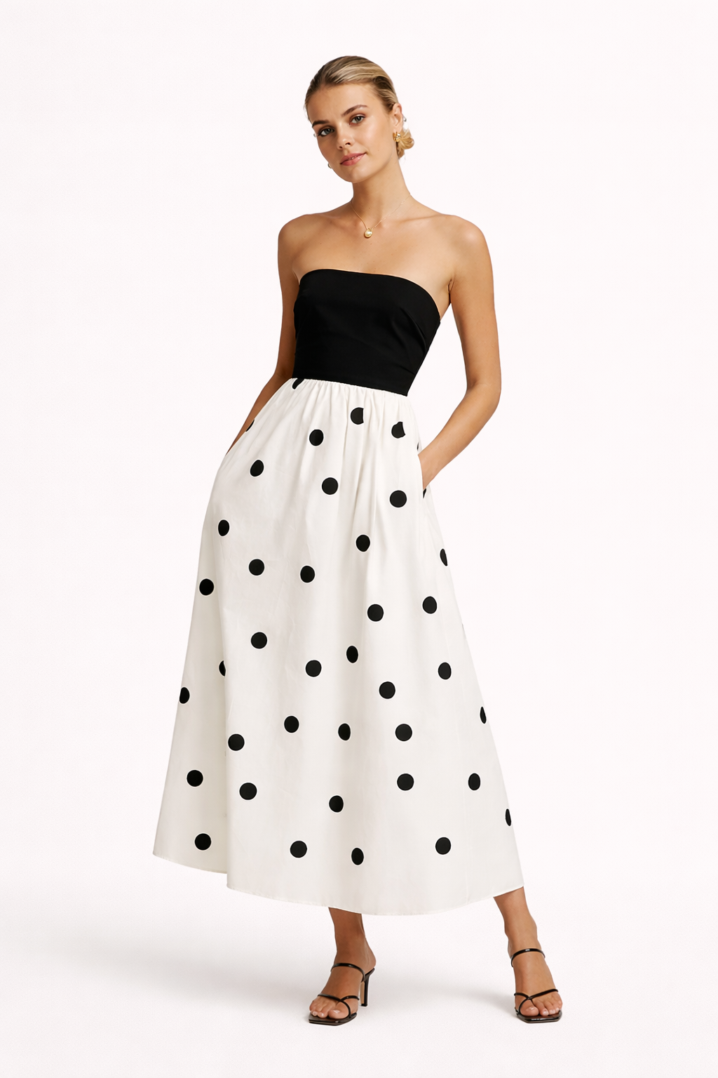 Vestido largo de lunares elegante para mujer - Elske