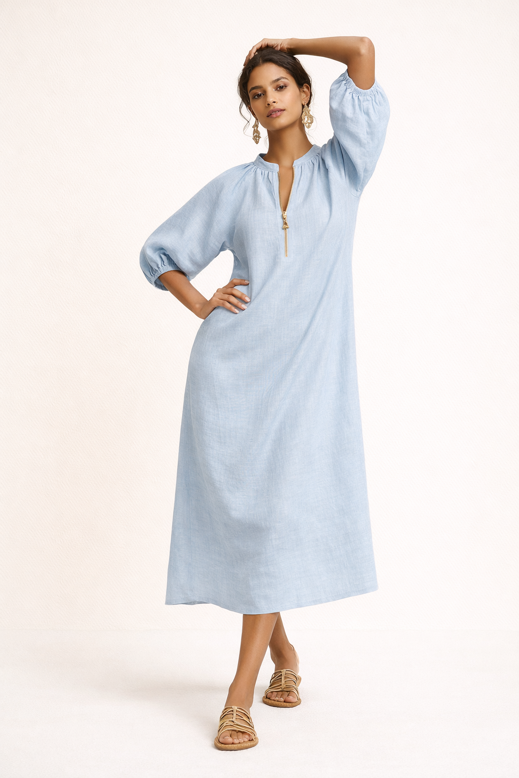 Vestido largo holgado con manga corta casual para mujer - Lauren