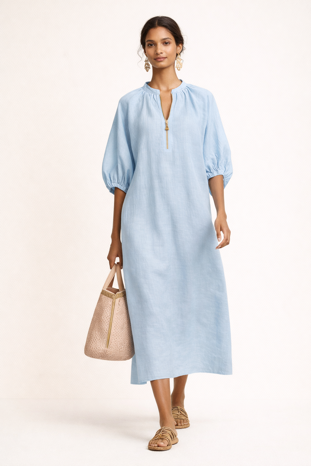 Vestido largo holgado con manga corta casual para mujer - Lauren