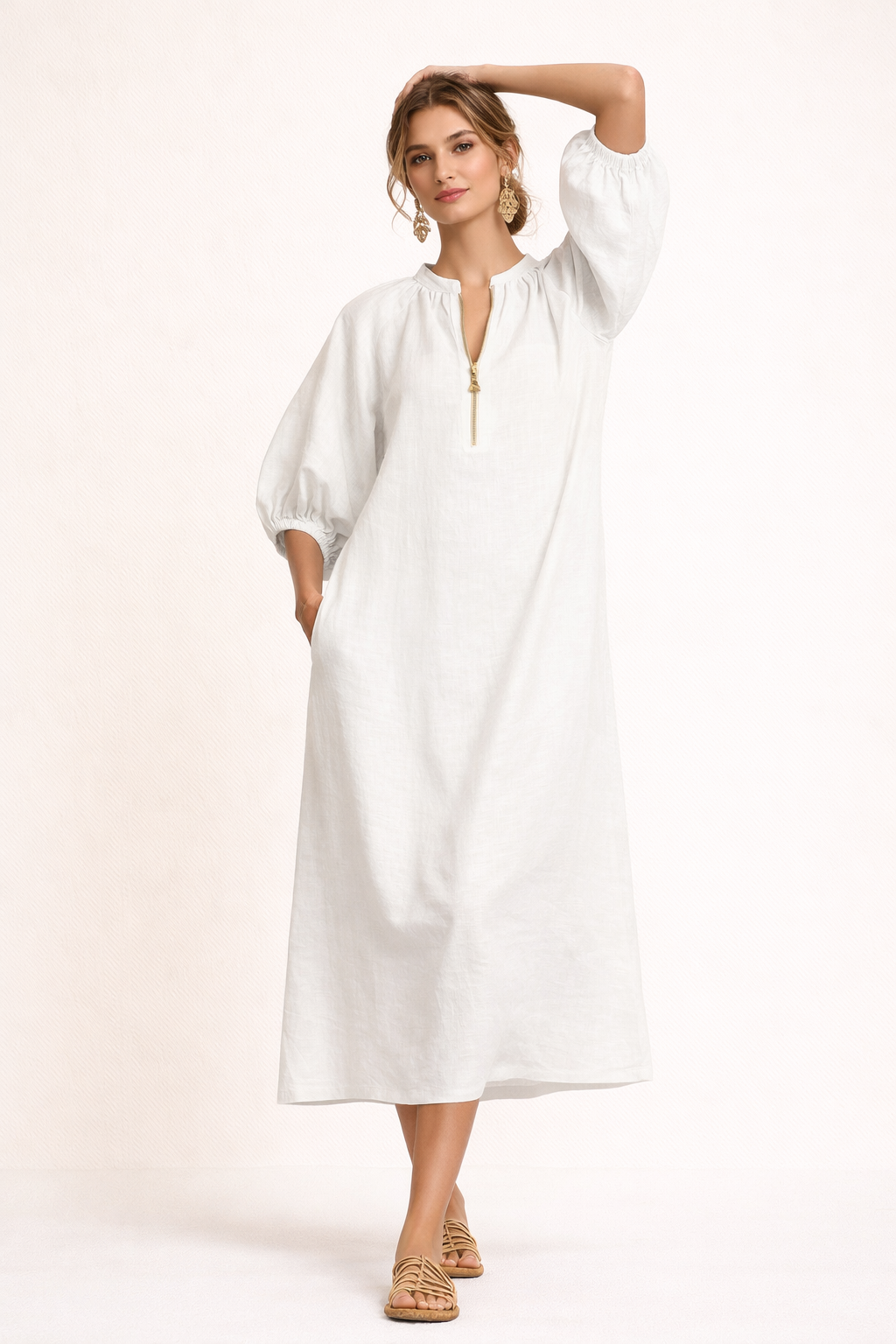 Vestido largo holgado con manga corta casual para mujer - Lauren