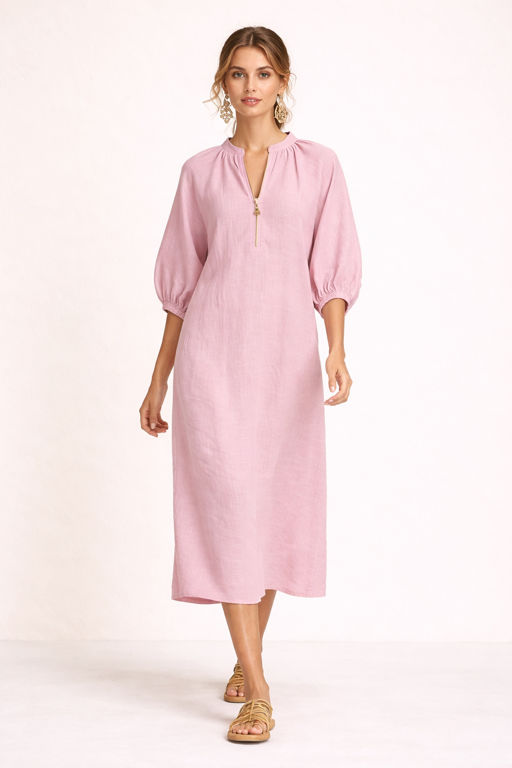 Vestido largo holgado con manga corta casual para mujer - Lauren
