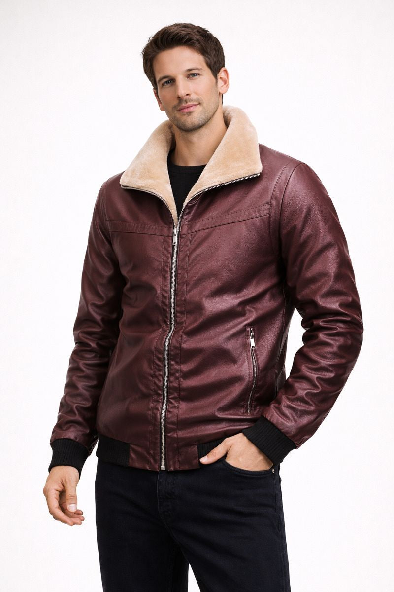 Chaqueta efecto cuero para hombre con forro interior - Rethan