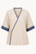 Blusa kimono mujer cruzada manga ancha ribete contraste – Frida