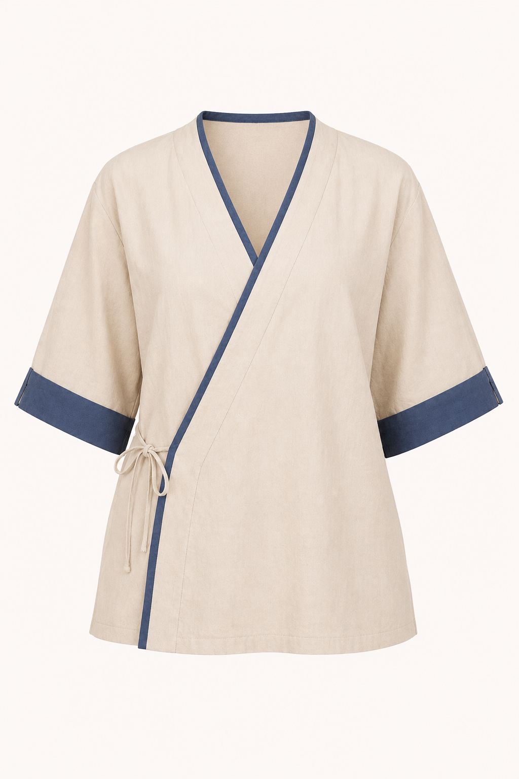 Blusa kimono mujer cruzada manga ancha ribete contraste – Frida