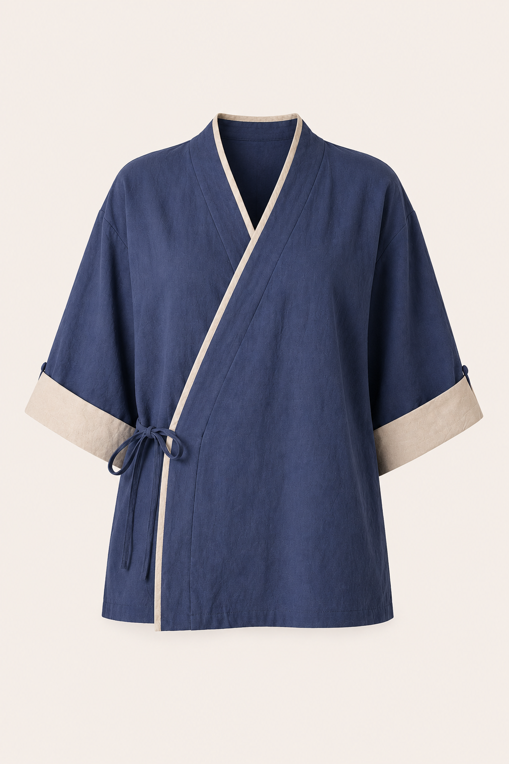 Blusa kimono mujer cruzada manga ancha ribete contraste – Frida