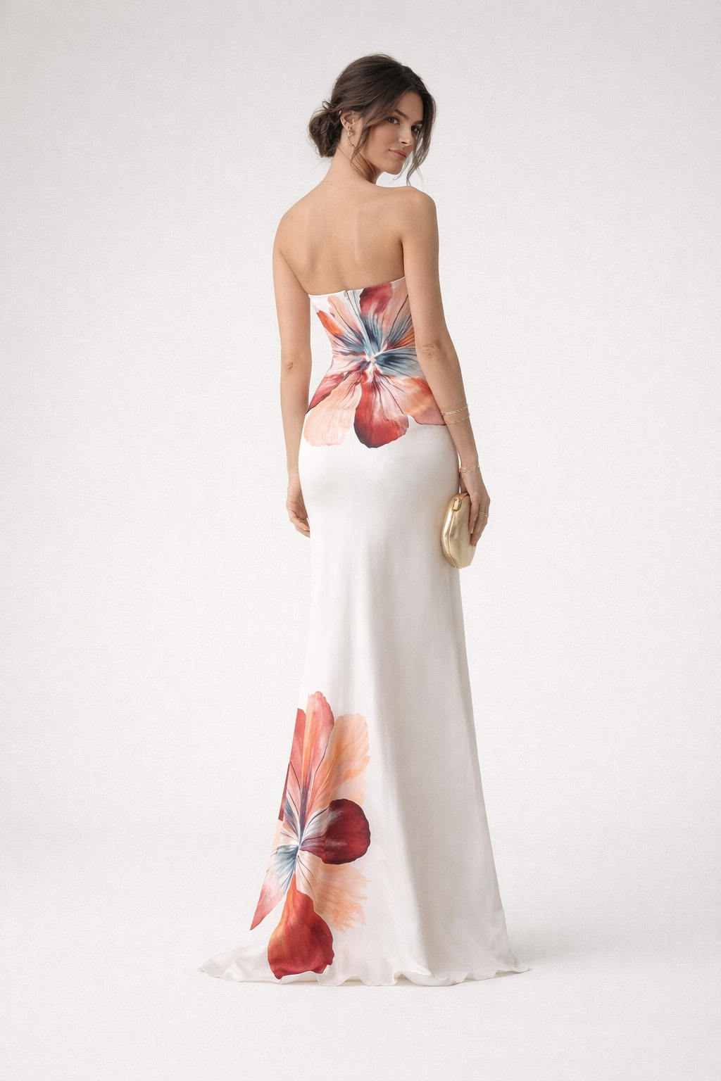 Vestido midi strapless estampado floral para mujer - Aurora