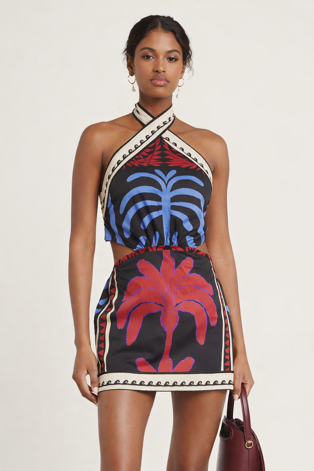 Vestido mini halter estampado bohemio para mujer - Alba