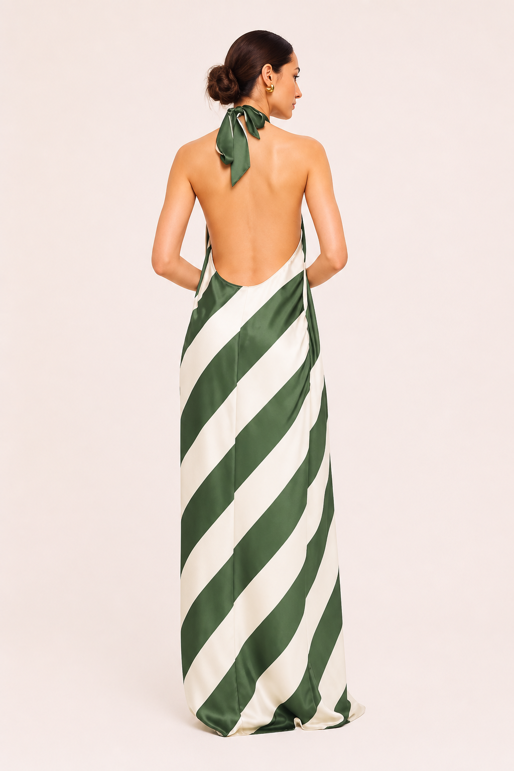 Vestido largo mujer halter estampado rayas - Luciana