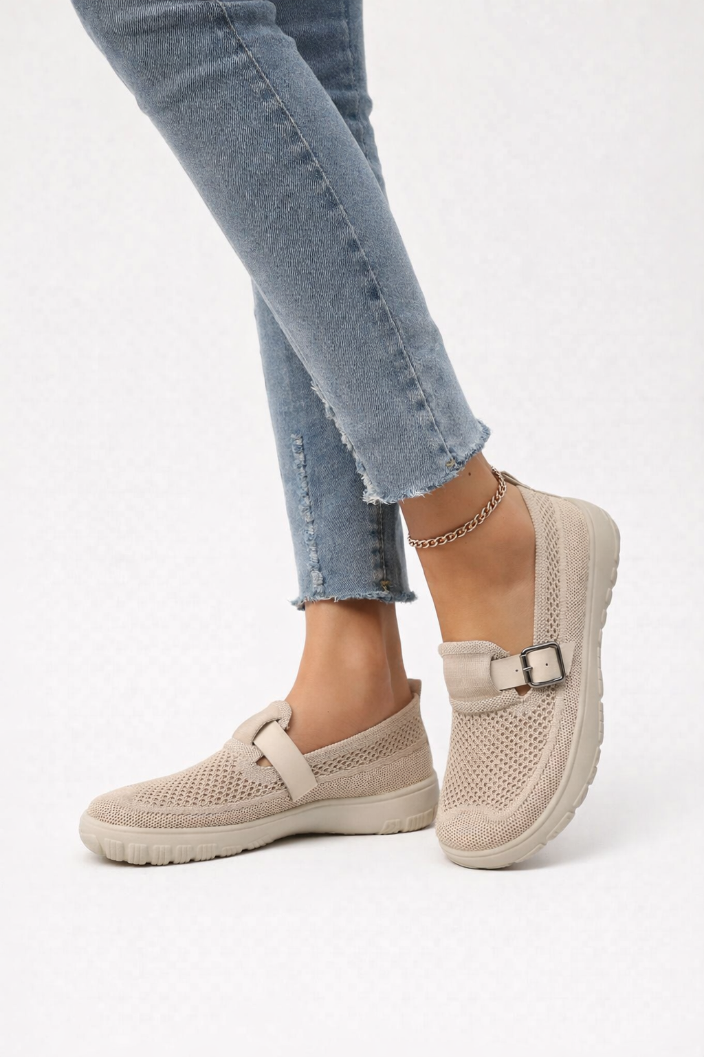 Mocasines de mujer transpirables con hebilla lateral y suela flexible - Élise