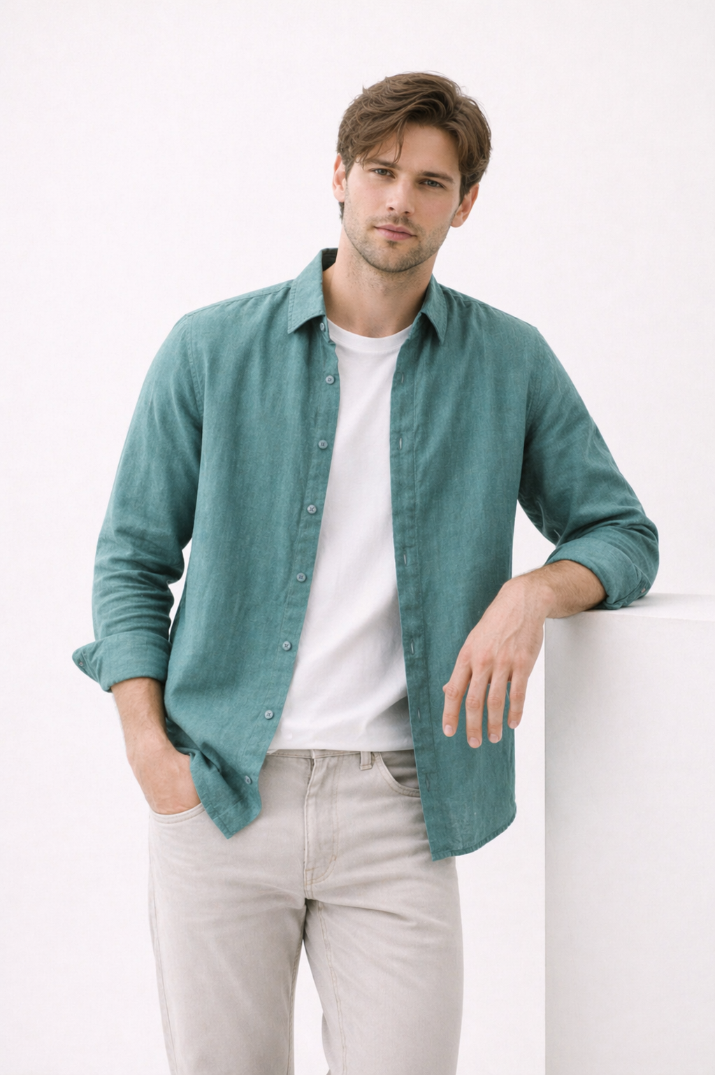 Camisa lino hombre manga larga verano - Harry
