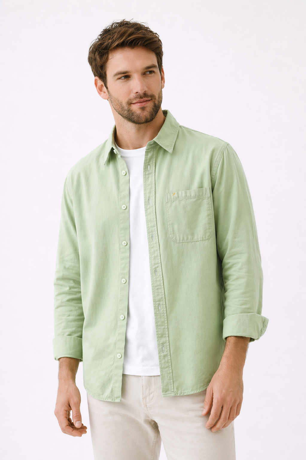 Camisa hombre manga larga con botones casual verano - William