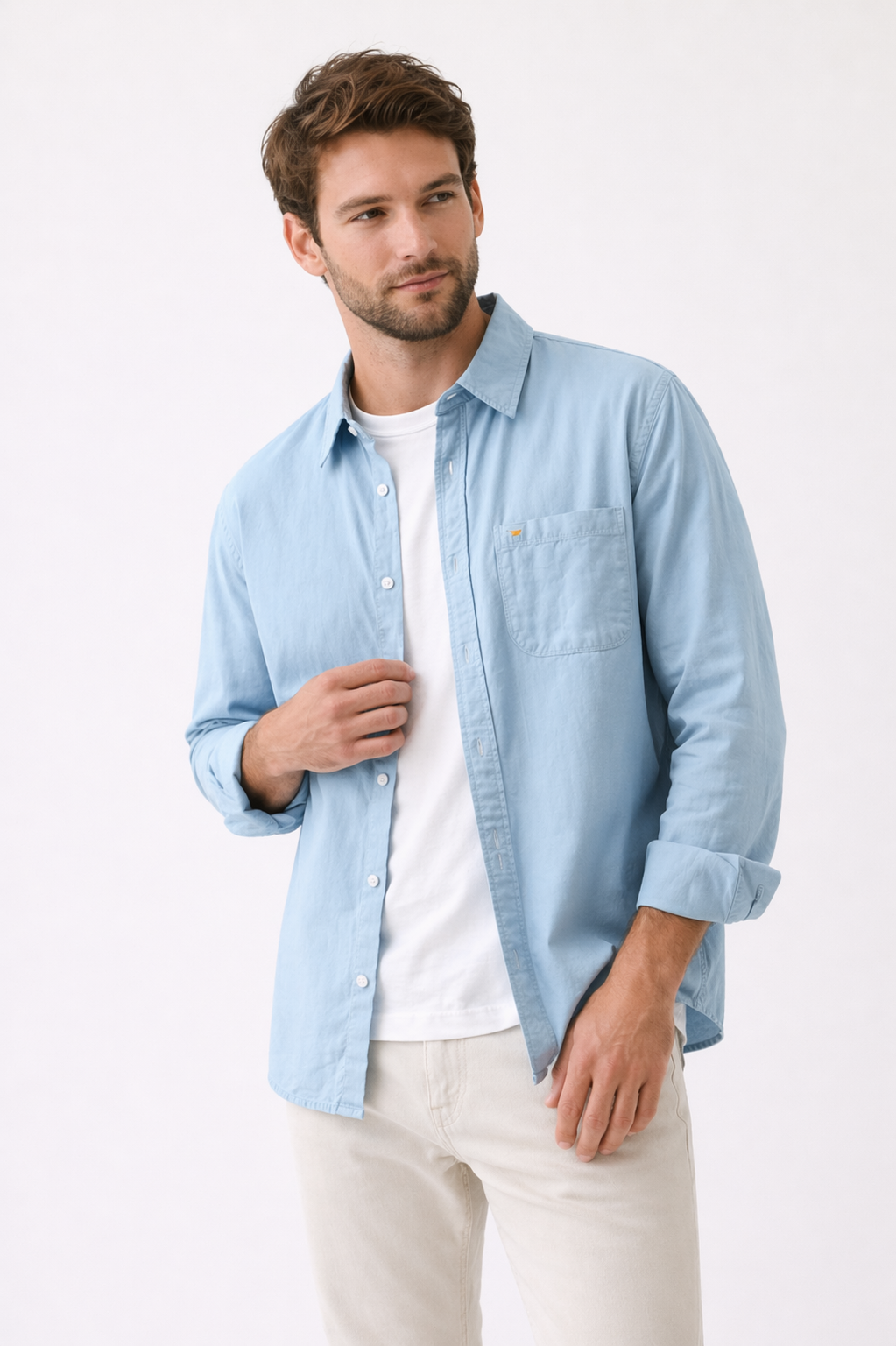 Camisa hombre manga larga con botones casual verano - William