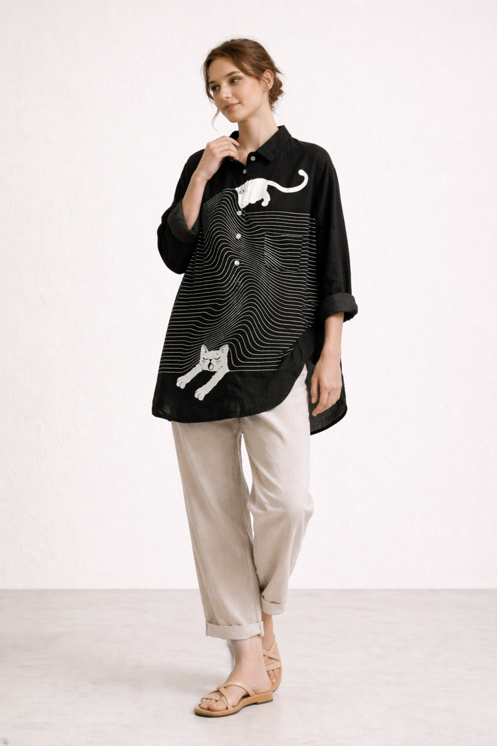 Blusa mujer manga larga estampado casual verano - Gerlinde