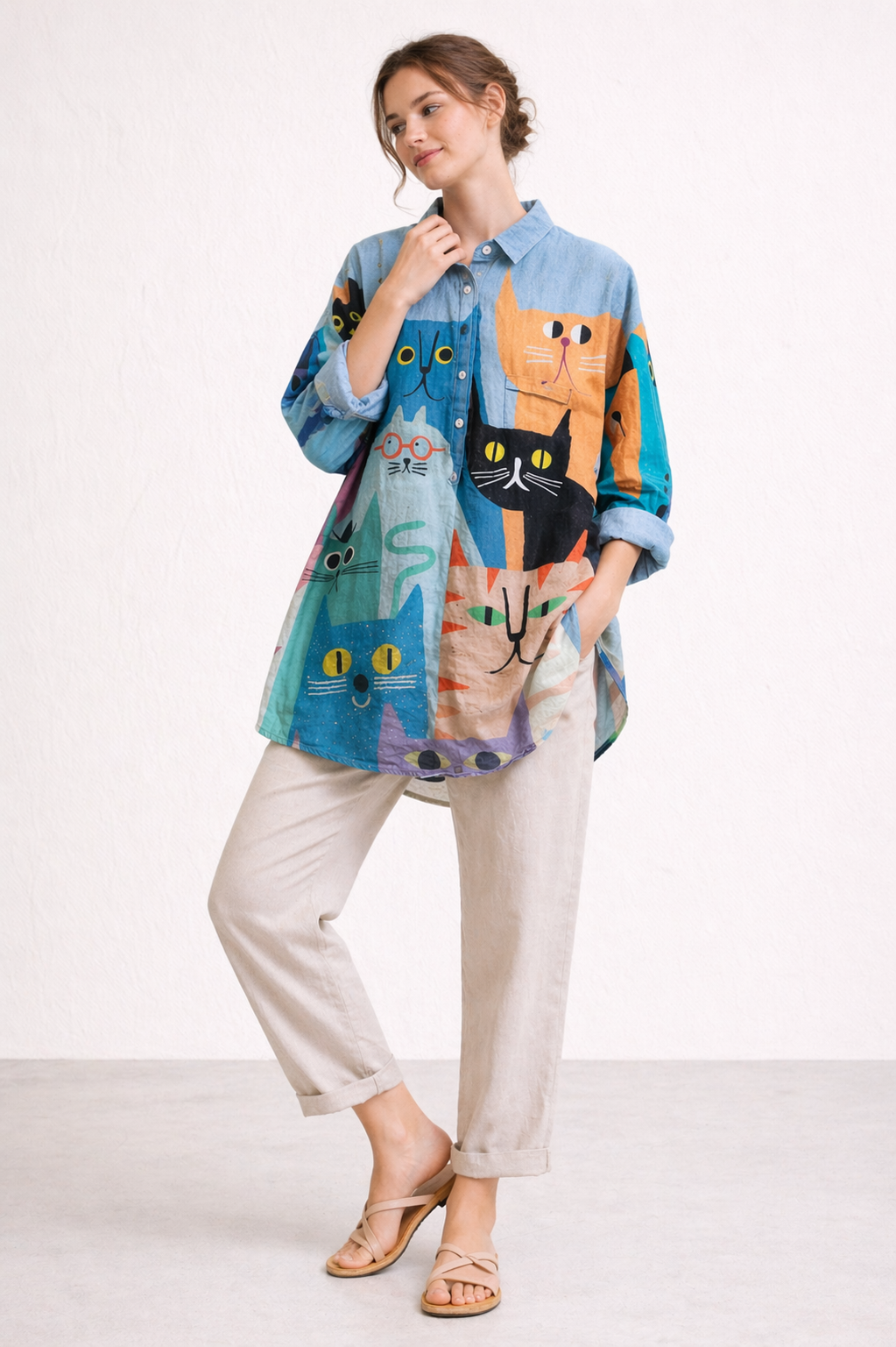 Blusa mujer manga larga estampado casual verano - Gerlinde