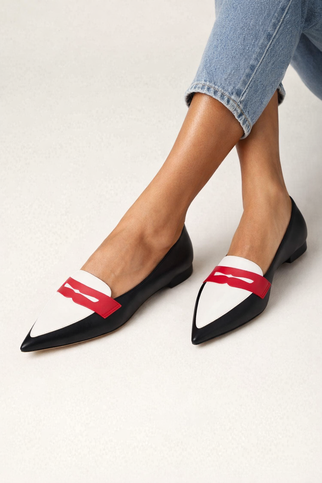 Mocasines mujer punta fina diseño bicolor - Élodie