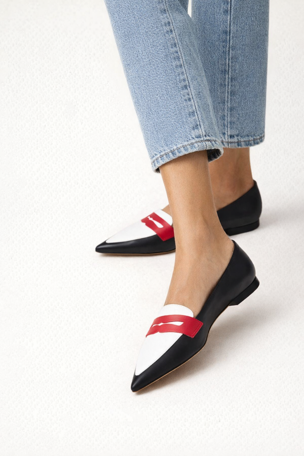 Mocasines mujer punta fina diseño bicolor - Élodie