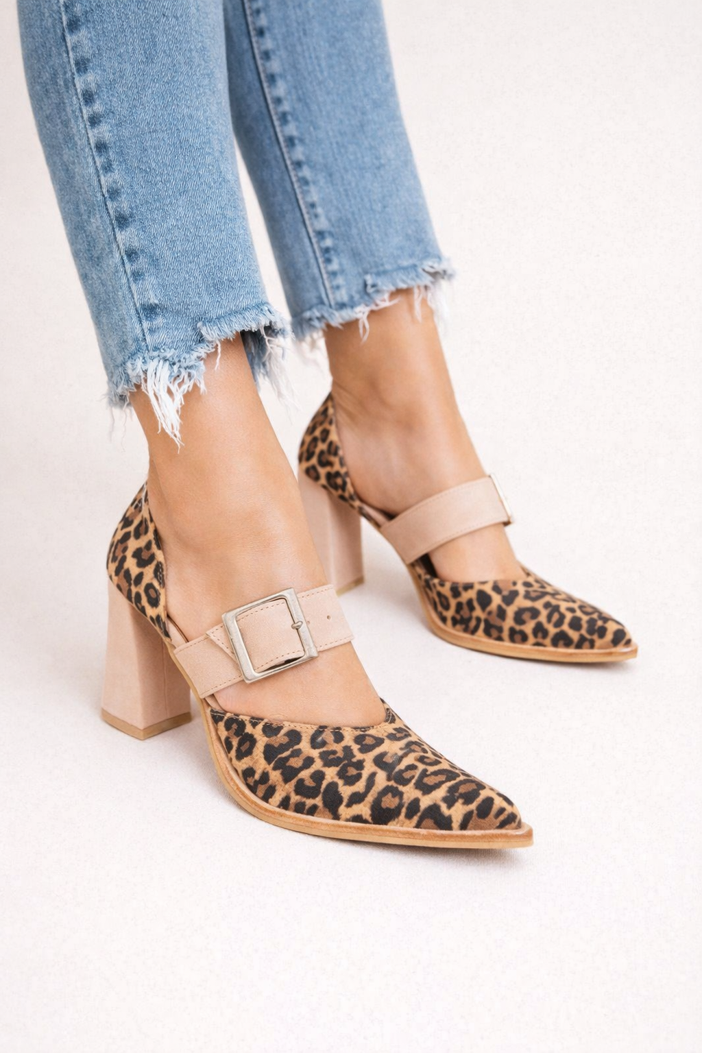 Zapatos mujer tacón bloque hebilla estampado leopardo - Virela