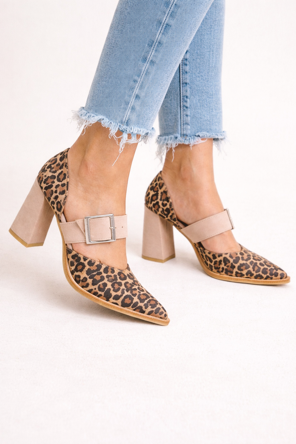 Zapatos mujer tacón bloque hebilla estampado leopardo - Virela