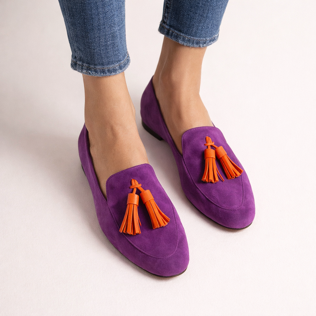 Mocasines mujer borlas puntera redonda suela plana - Elvara