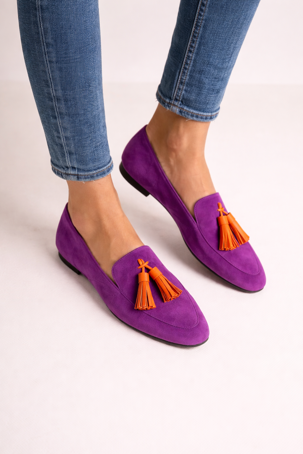 Mocasines mujer borlas puntera redonda suela plana - Elvara