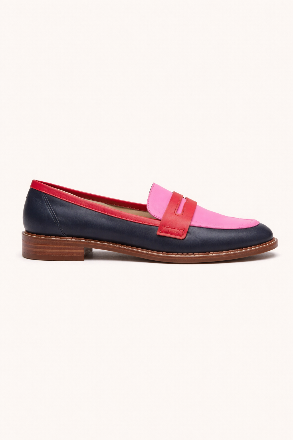Mocasines mujer clásicos bicolor detalle frontal suela plana - Lurexa