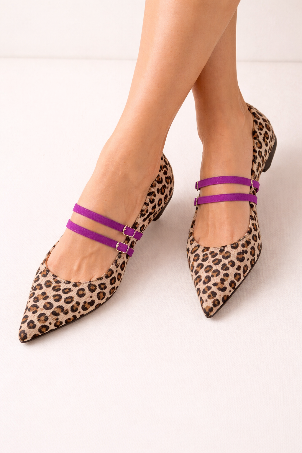 Bailarinas mujer punta fina tiras estampado leopardo - Rivena