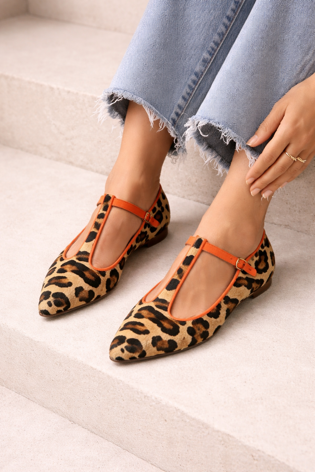 Bailarinas mujer estampado animal tira ajuste punta fina - Zirela
