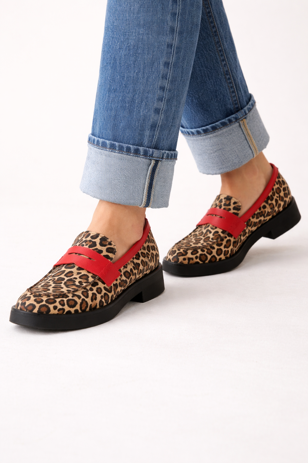 Mocasines mujer plataforma estampado animal empeine banda - Sireva