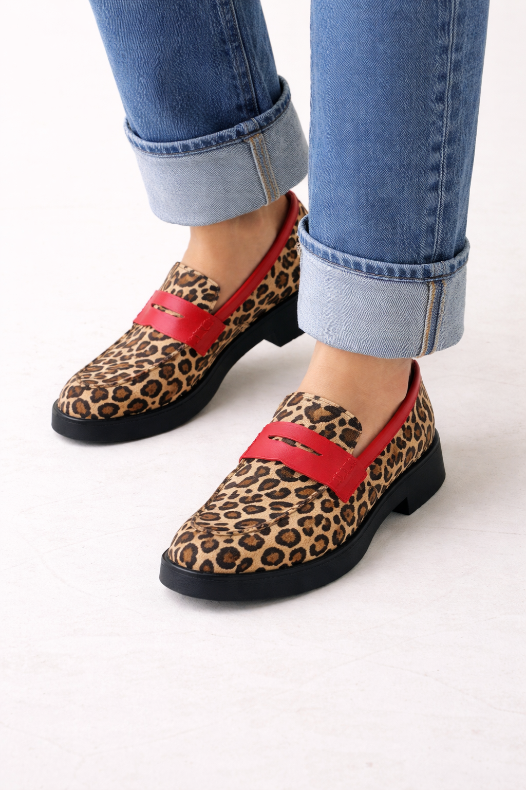 Mocasines mujer plataforma estampado animal empeine banda - Sireva