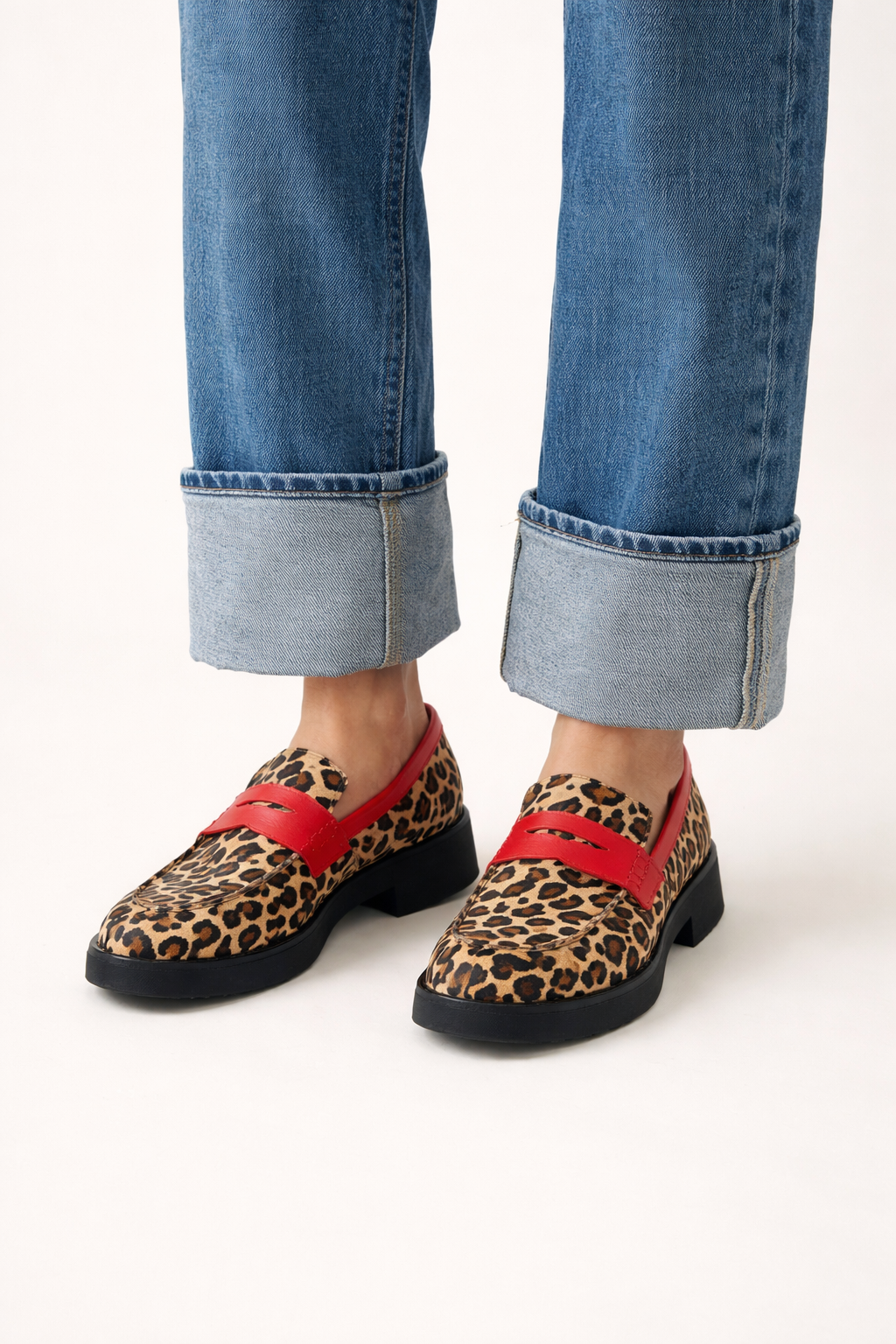 Mocasines mujer plataforma estampado animal empeine banda - Sireva