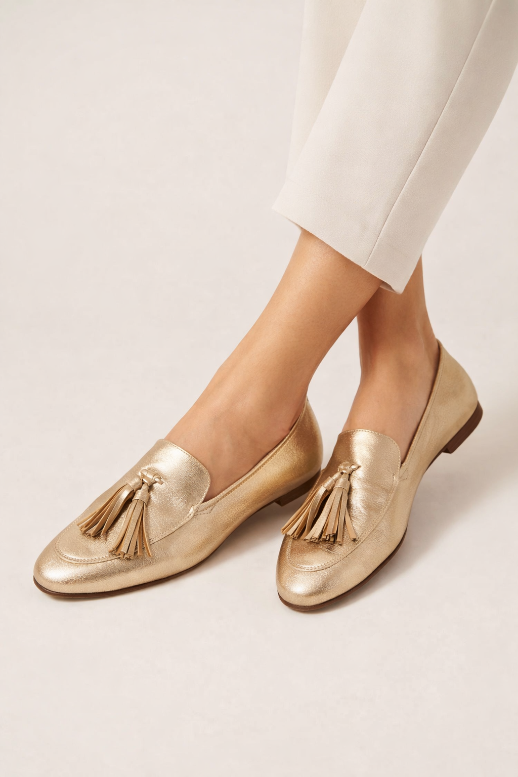 Mocasines mujer planos efecto piel metalizado borlas slip on - Trevia