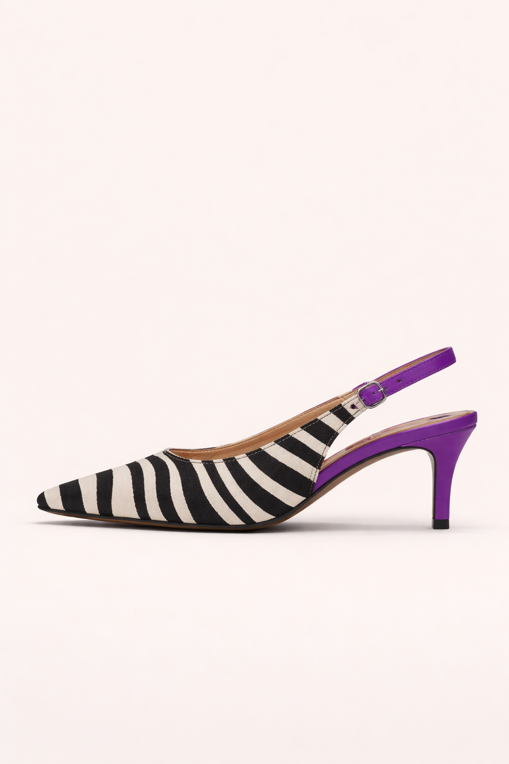 Zapatos mujer abiertos detrás punta fina tacón alto estampado - Anke