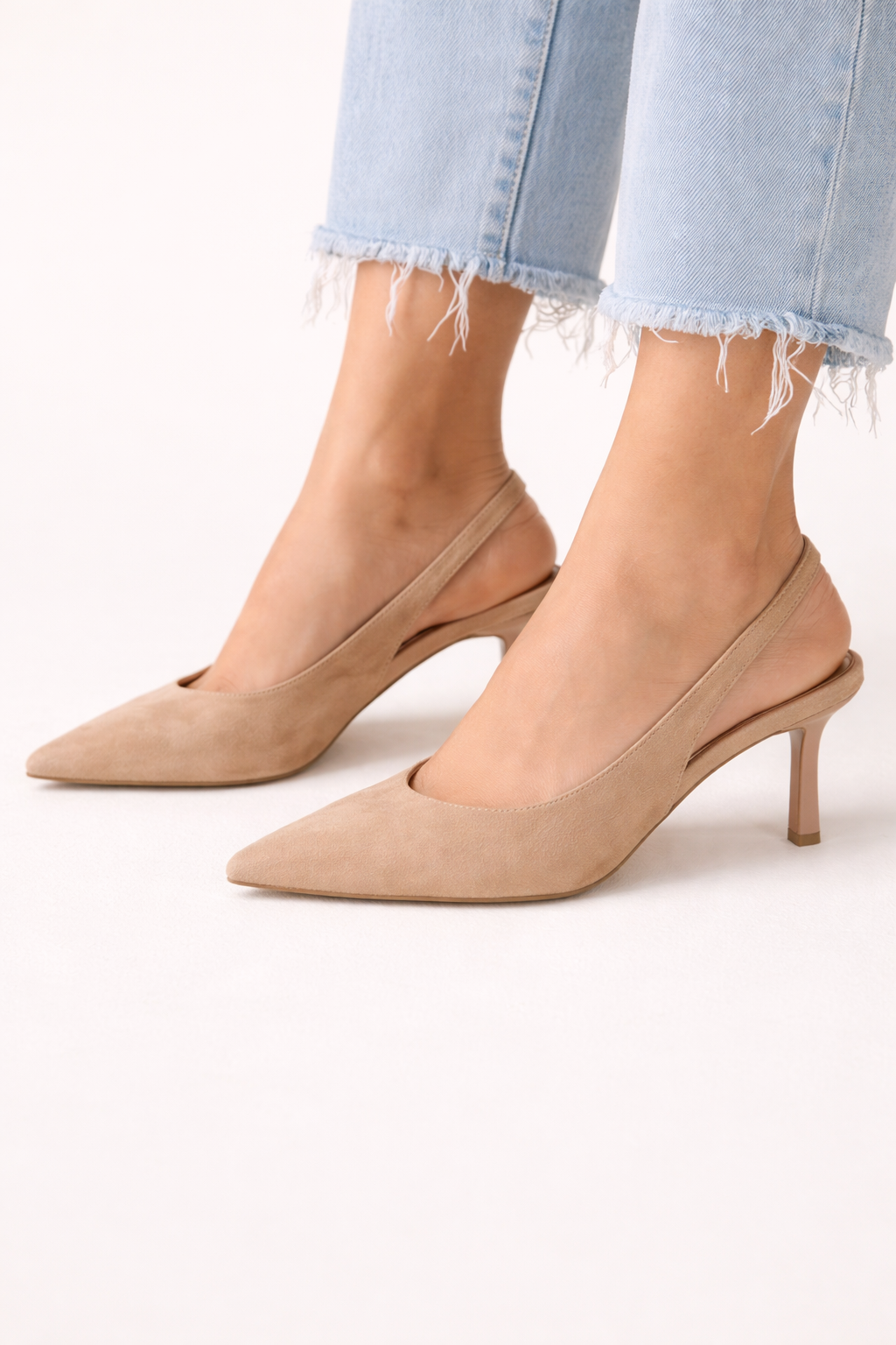 Zapatos mujer slingback punta cerrada tacón fino - Elira