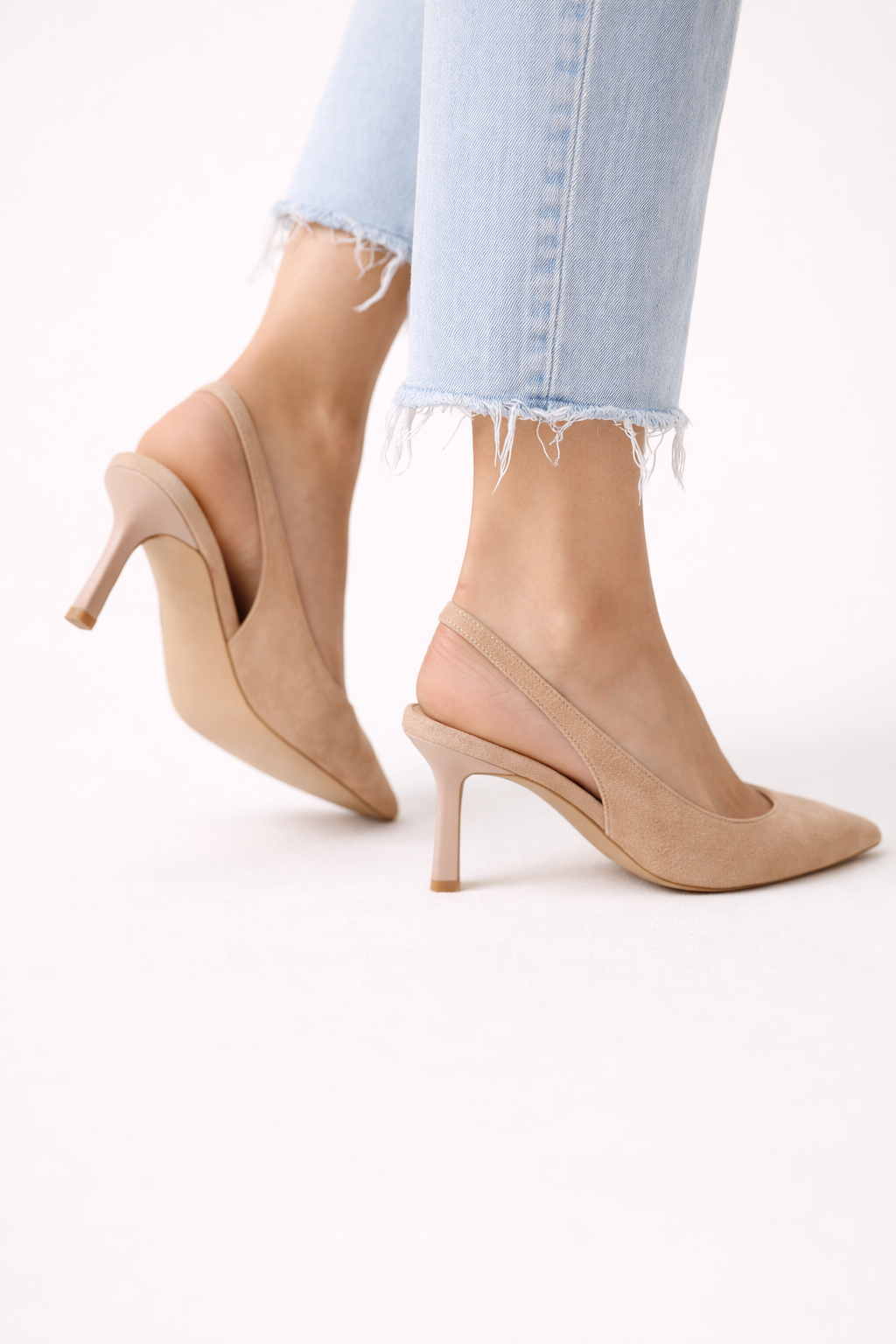 Zapatos mujer slingback punta cerrada tacón fino - Elira