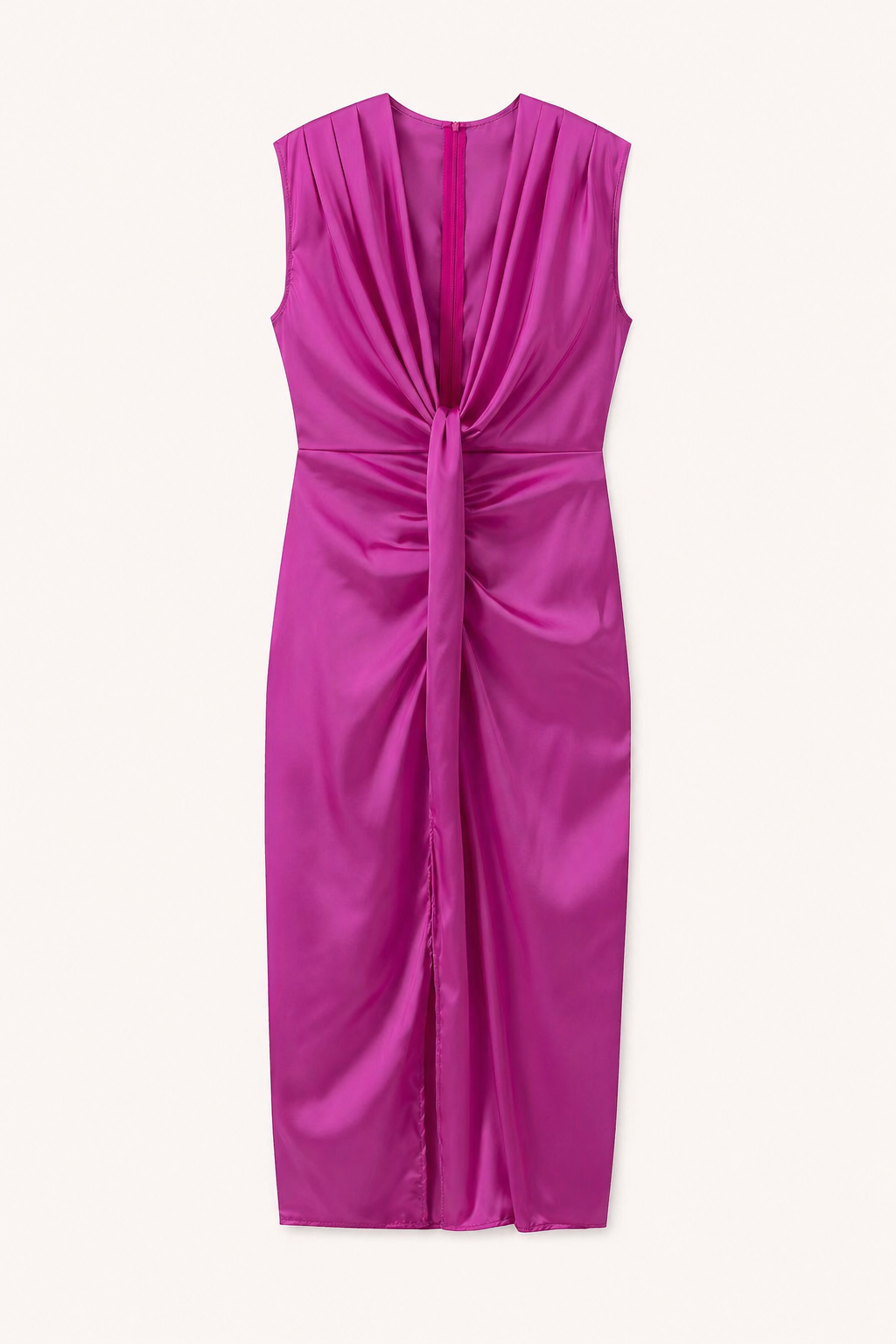 Vestido midi mujer ajustado fruncido escote V fiesta - Julia