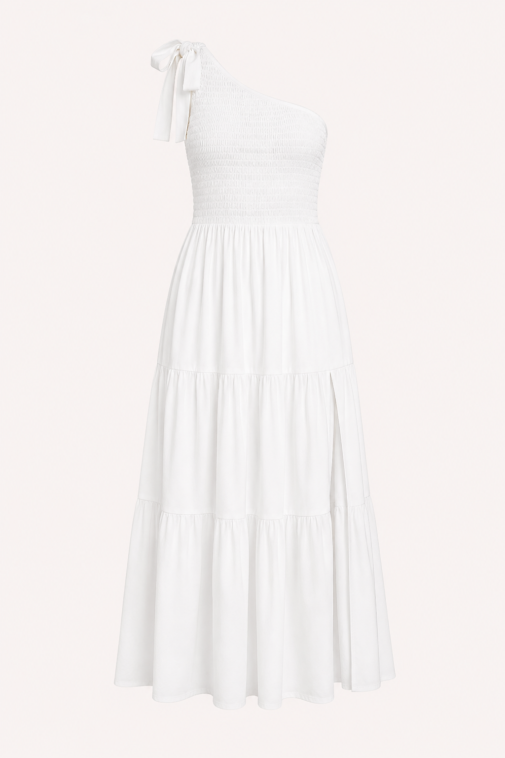 Vestido largo mujer un hombro lazo busto fruncido abertura – Karla