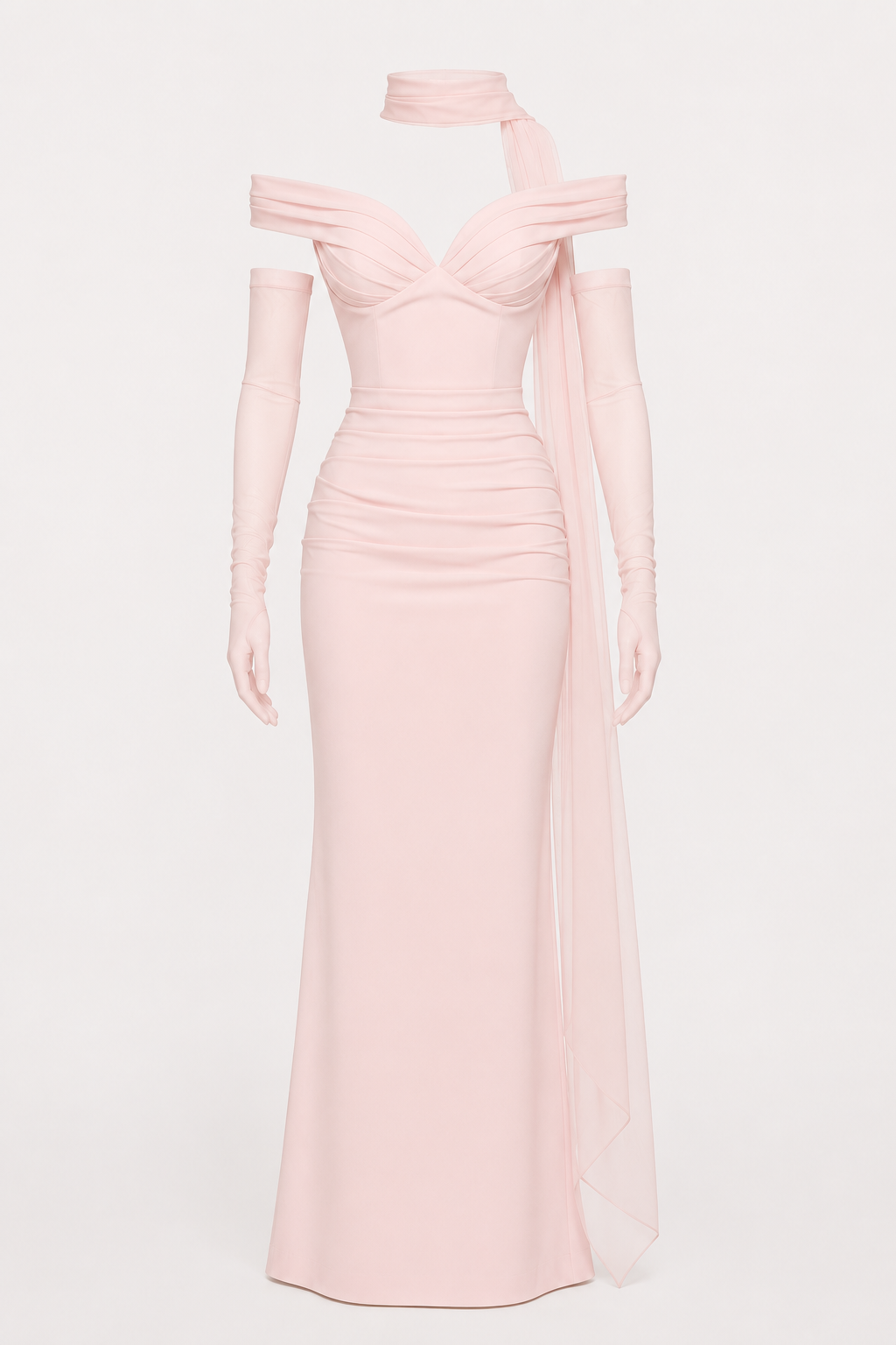 Vestido fiesta largo mujer escote bardot cuello scarf – Fanny