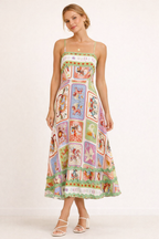 Vestido maxi estampado artístico fluido para mujer - Valeria