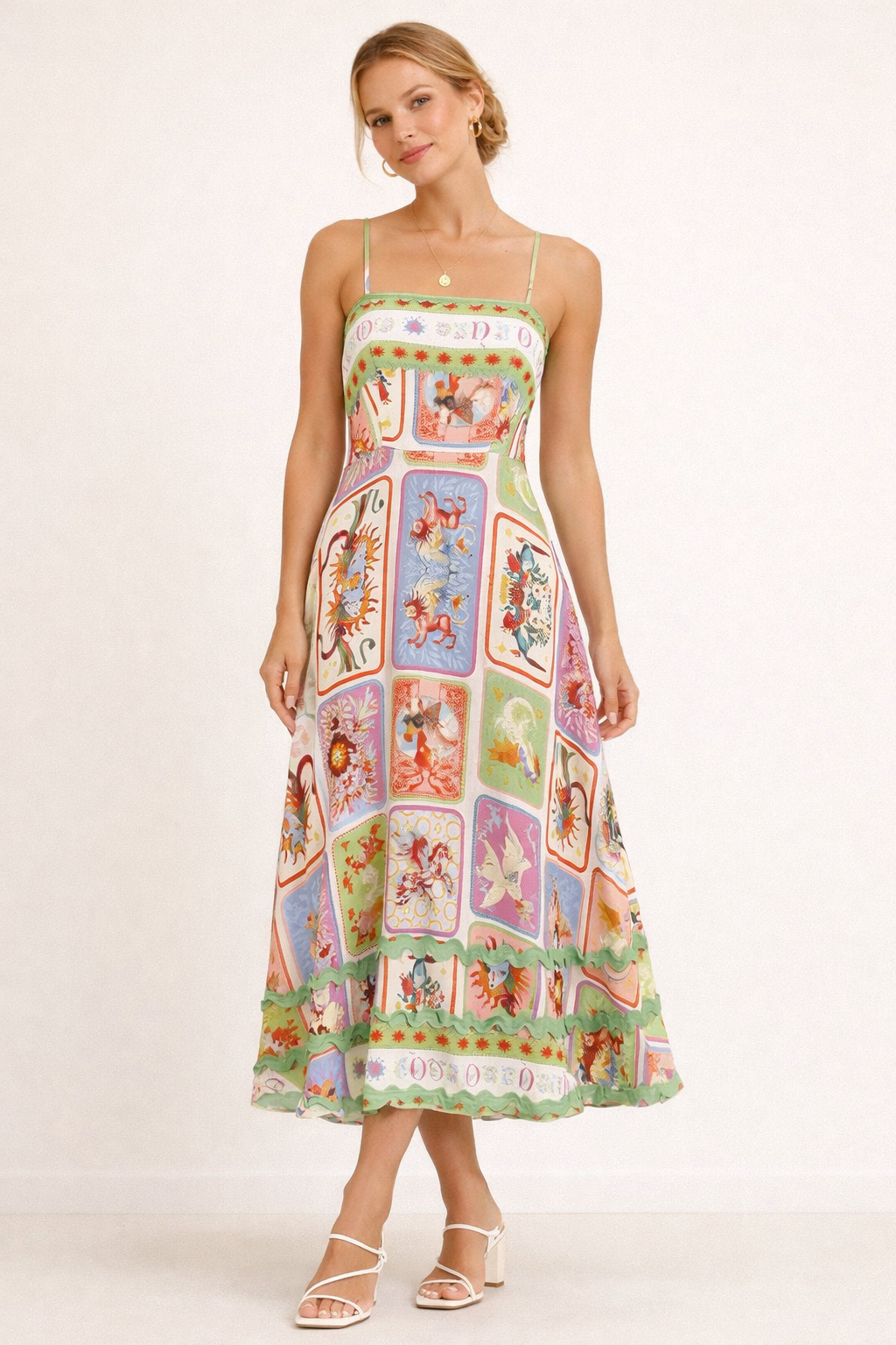 Vestido maxi estampado artístico fluido para mujer - Valeria