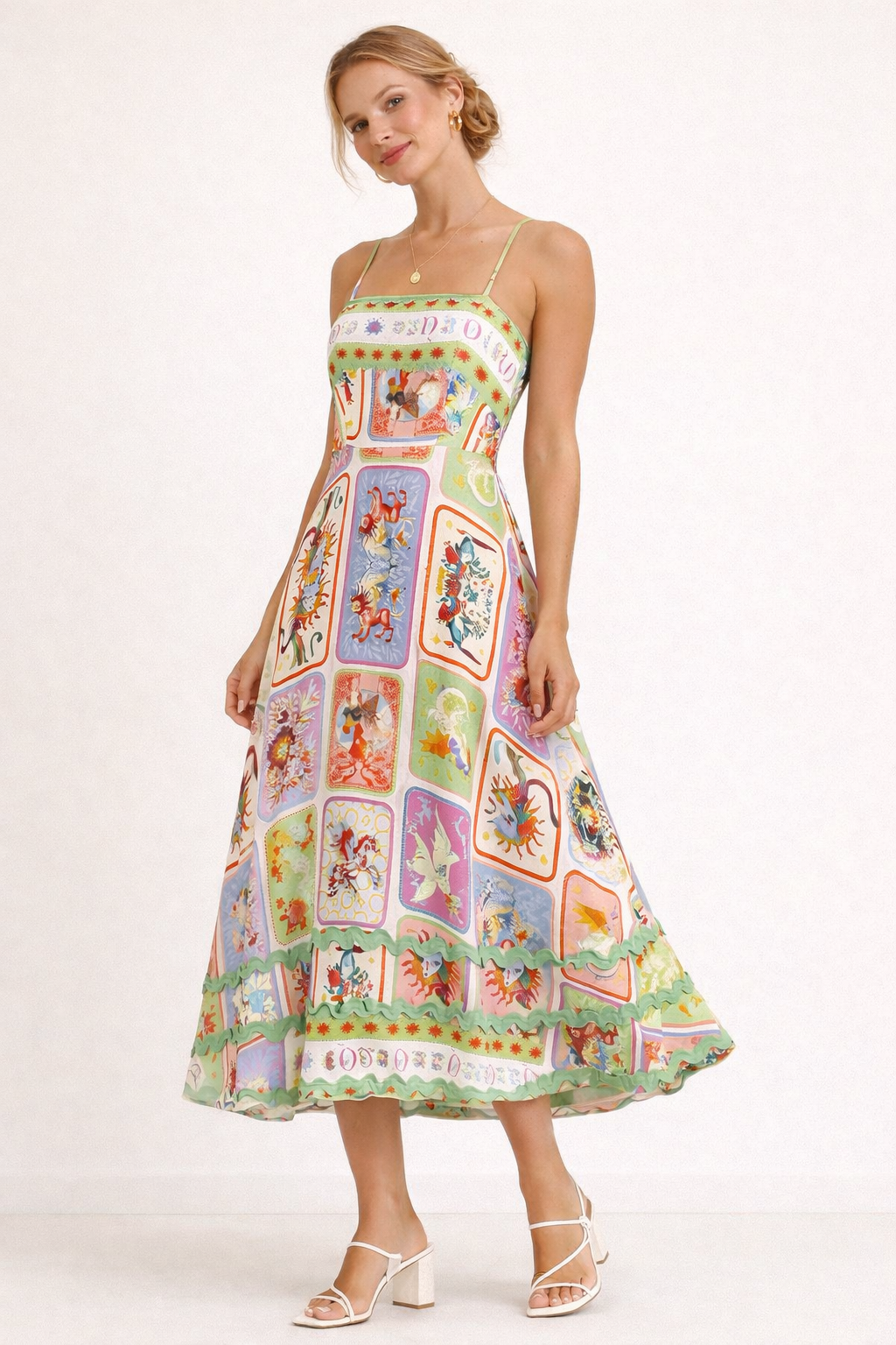 Vestido maxi estampado artístico fluido para mujer - Valeria