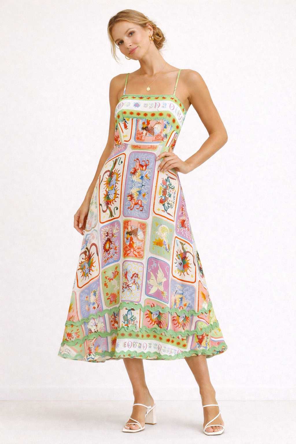 Vestido maxi estampado artístico fluido para mujer - Valeria