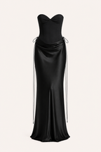 Conjunto mujer corsé strapless falda drapeada lazos – Annika
