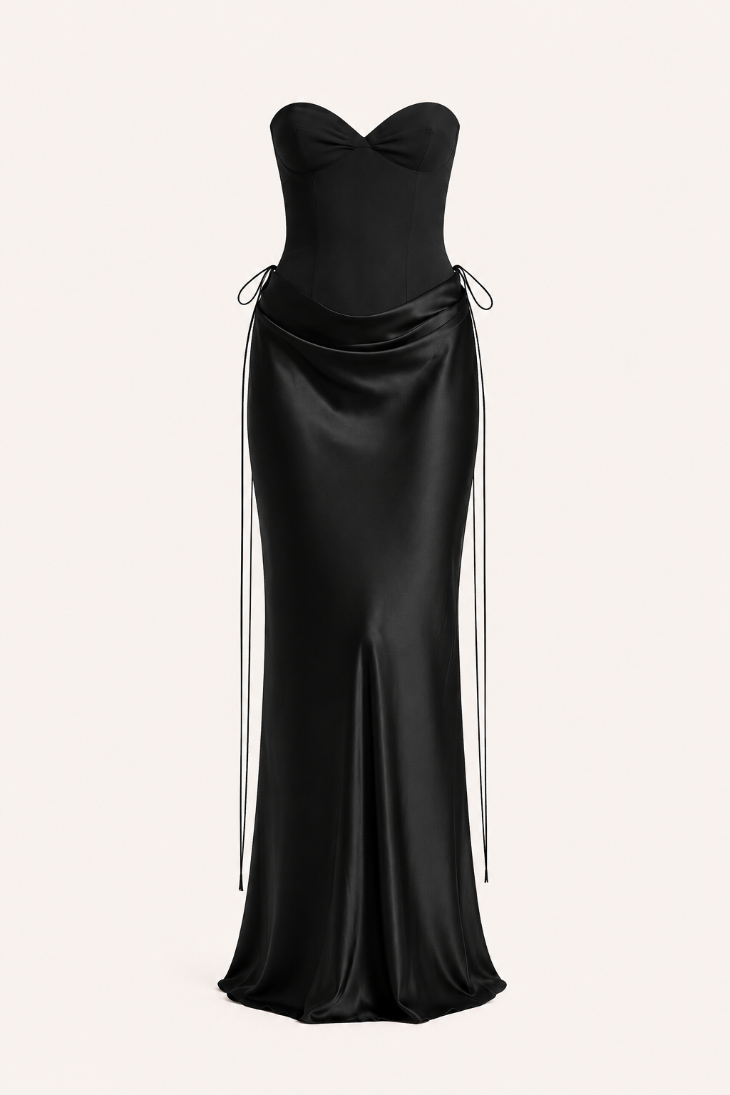 Conjunto mujer corsé strapless falda drapeada lazos – Annika
