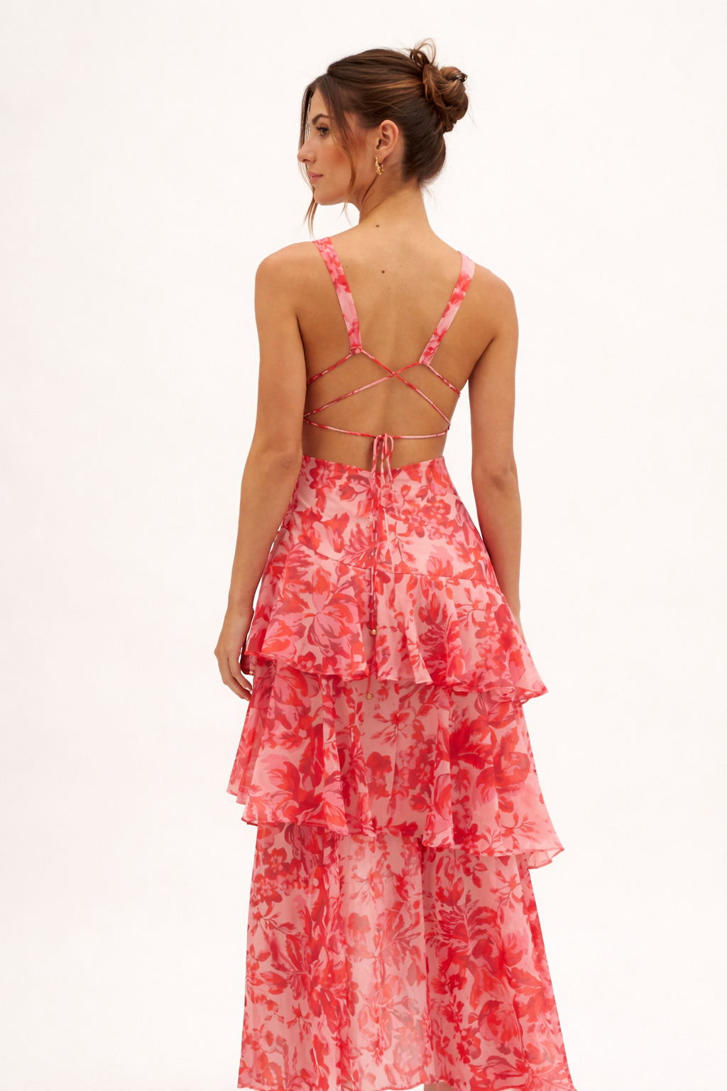 Vestido midi estampado floral con escote en V para fiesta para mujer - Gisela