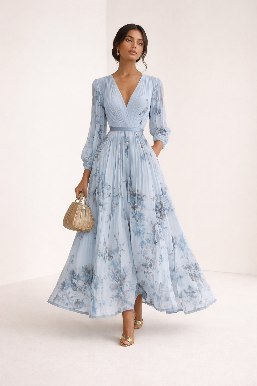 Vestido largo estampado floral de fiesta para mujer - Beatrice